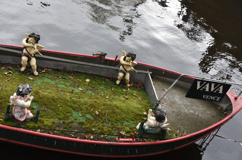 Canal boat with nymphs