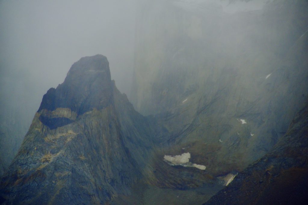 mountains in the fog